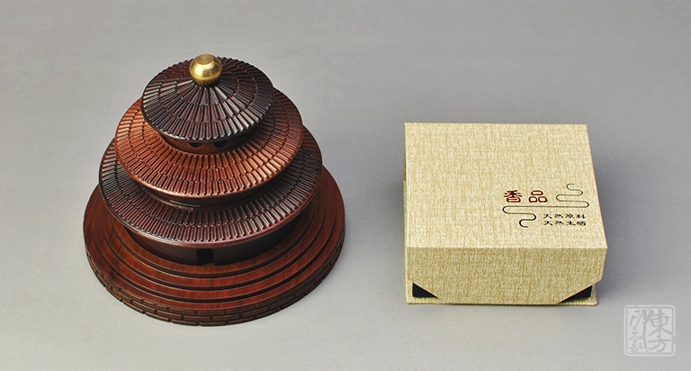 非洲酸枝浮雕香具两件套：流云香坛