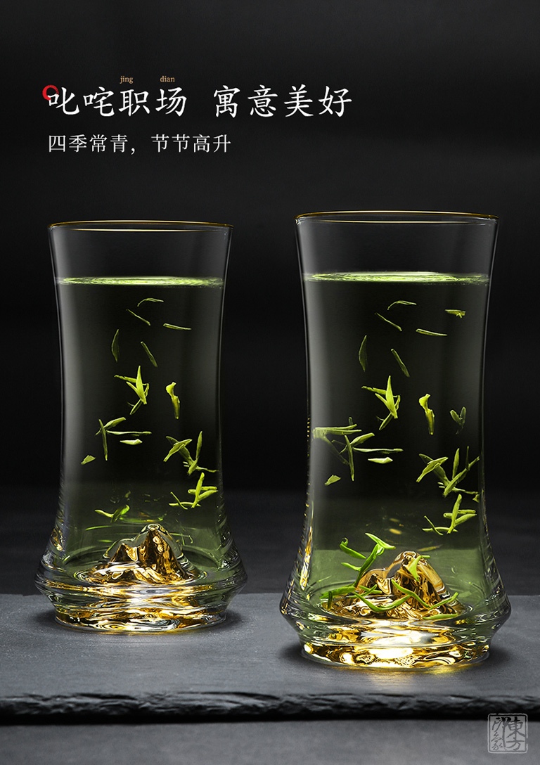 “江山”大师级手工水晶绿茶杯（对杯）