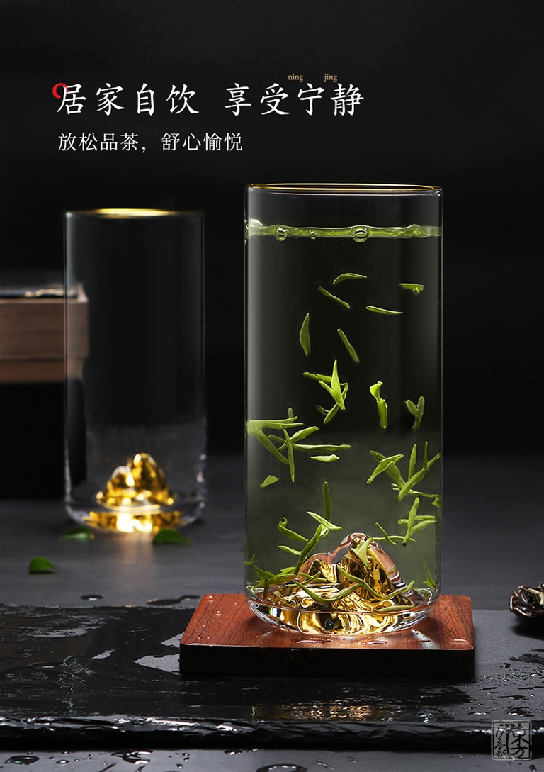 “江山”大师级手工水晶绿茶杯（对杯）