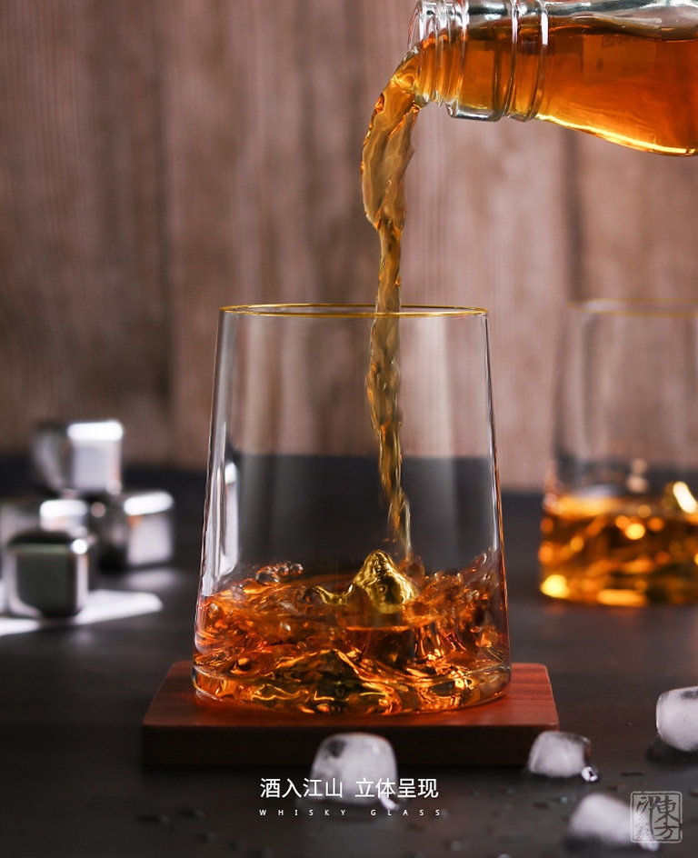 “江山”大师级手工水晶威士忌杯（对杯）