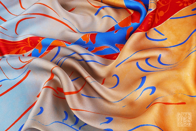 100%桑蚕丝真丝素绉缎丝巾长巾：丝绸之路