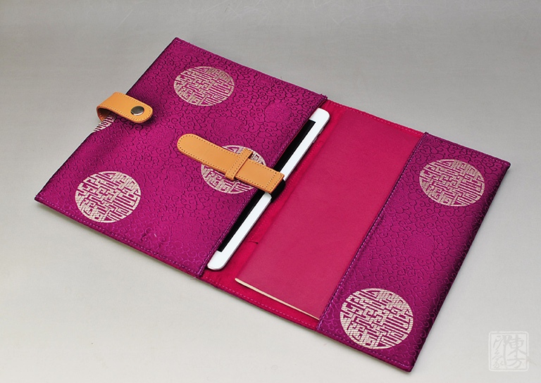 紫红色80%桑蚕丝云锦IPAD电脑包、笔记本套装