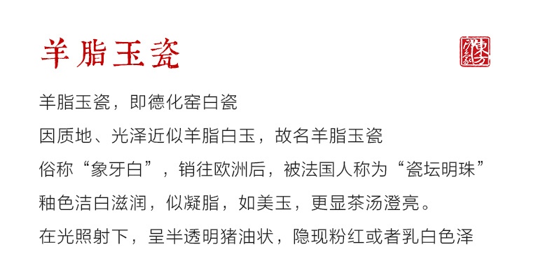 羊脂玉瓷浮雕金六杯套装：福禄寿禧财吉