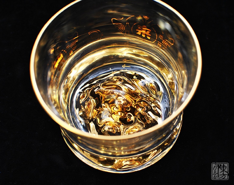 手作水晶玻璃威士忌杯（单杯）：八方来财聚金山