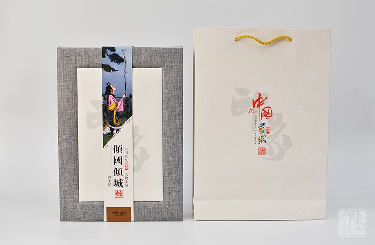 丝绸国画剪纸卷轴（四条屏）：倾国倾城