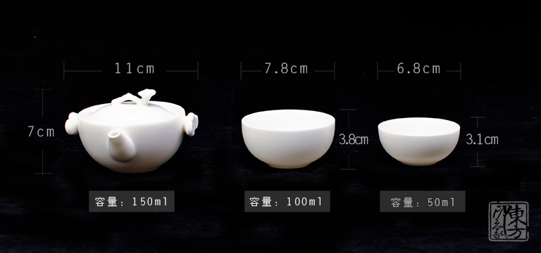 原矿白瓷手工立体浮雕茶具：蟹蟹（谢谢）你