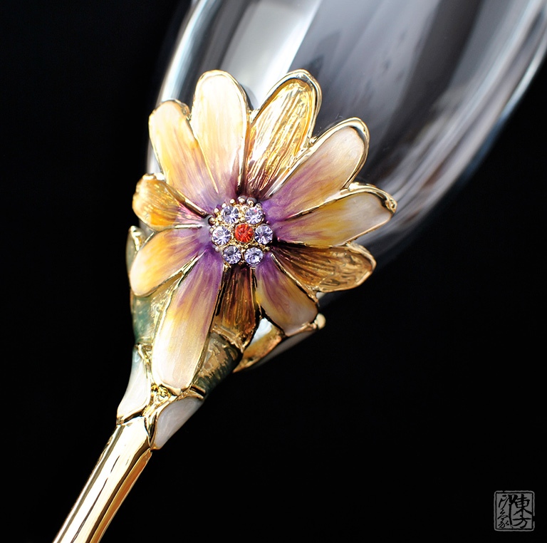 罗比罗丹水晶珐琅彩香槟杯：绽放（对杯）