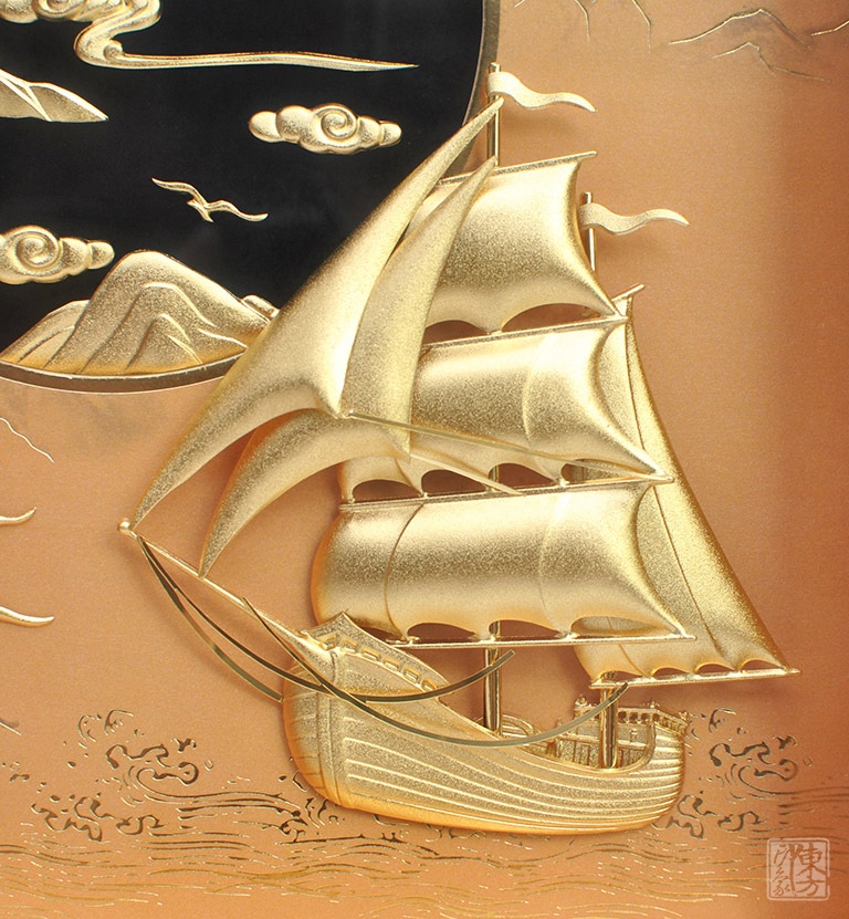 立体金箔框画：一帆风顺