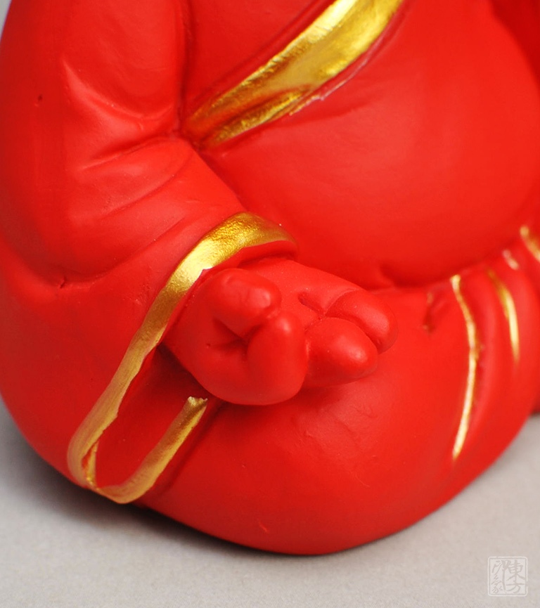 青砂石手工漆彩/金小龙摆件（红）：掐指一算，越来越赚