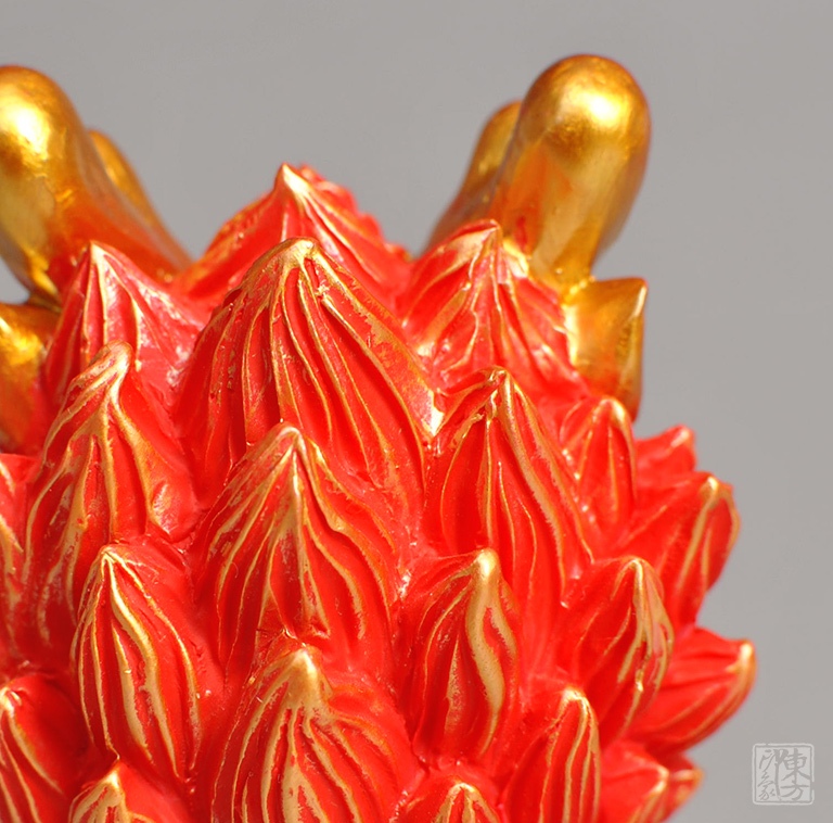 青砂石手工漆彩/金小龙摆件（红）：掐指一算，越来越赚
