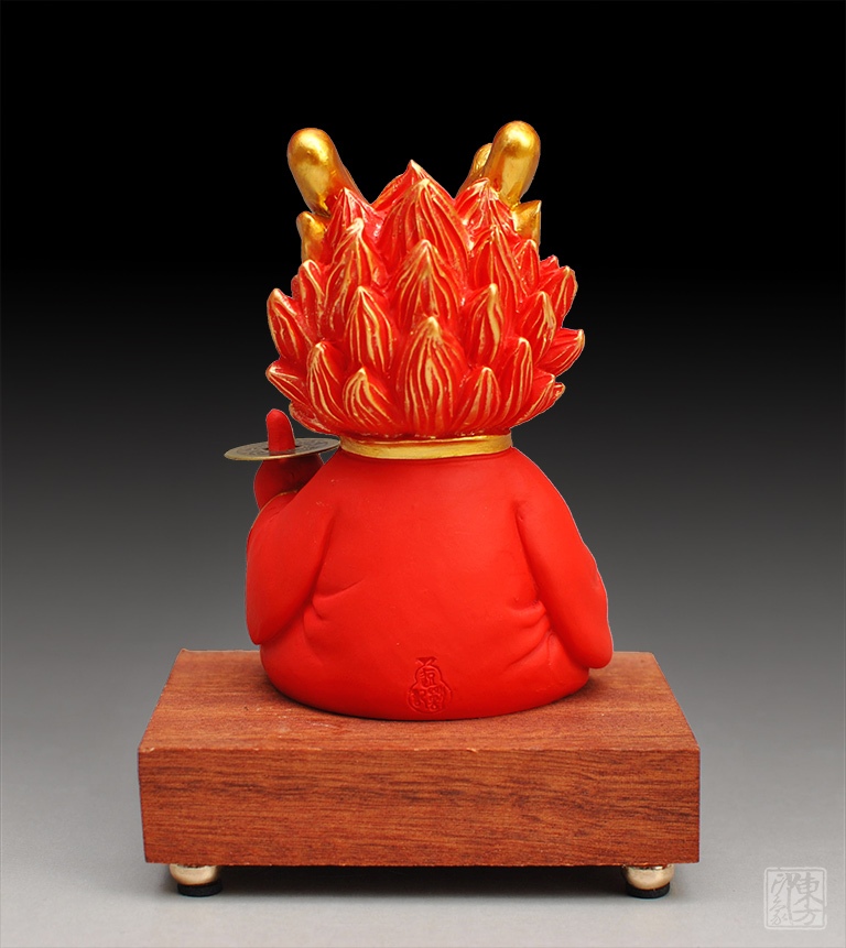 青砂石手工漆彩/金小龙摆件（红）：掐指一算，越来越赚