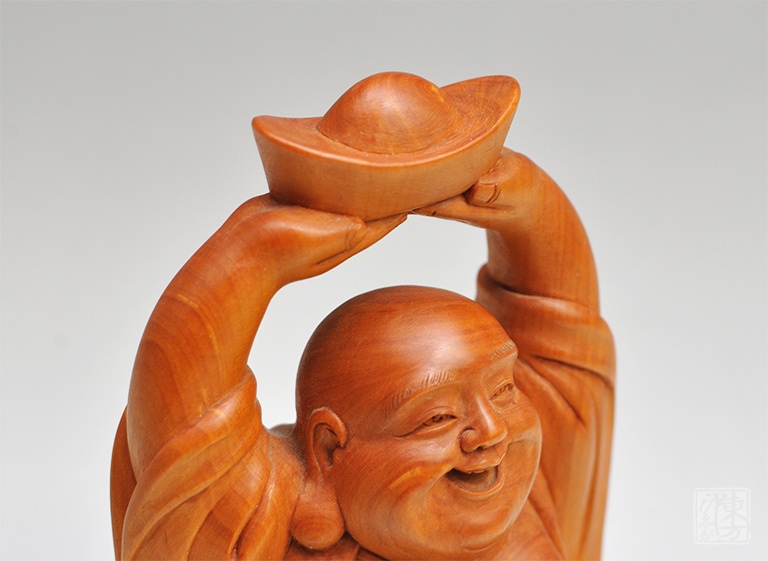 乐清黄杨木雕摆件/把玩件：招财弥勒（孤品）
