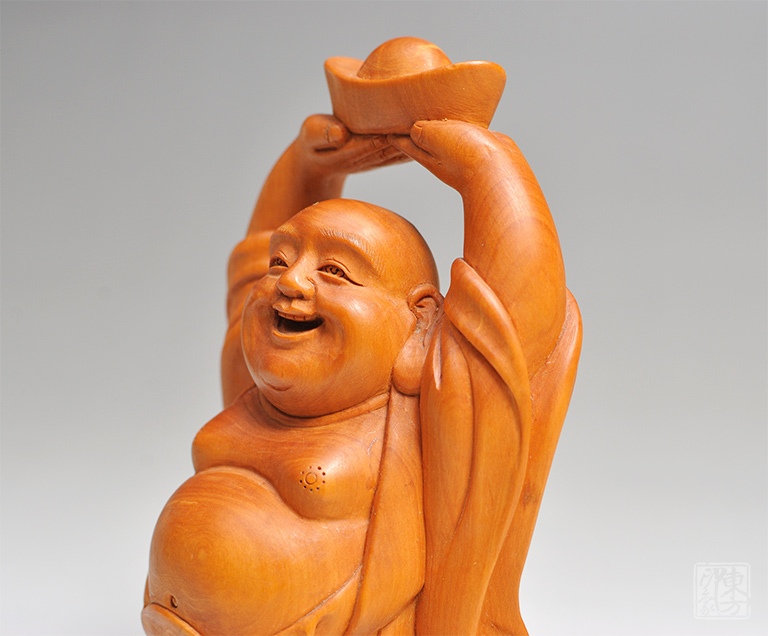 乐清黄杨木雕摆件/把玩件：招财弥勒（孤品）