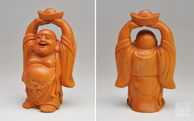 乐清黄杨木雕摆件/把玩件：招财弥勒（孤品）