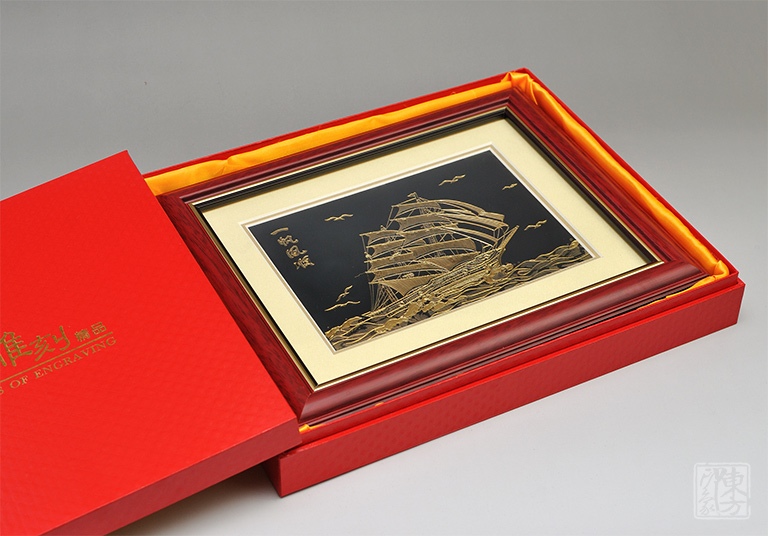 纯手工铜板金雕画：一帆风顺