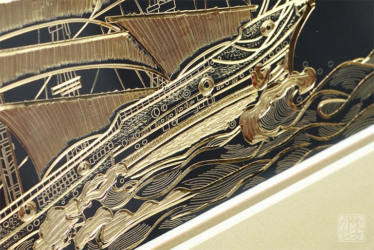 纯手工铜板金雕画：一帆风顺