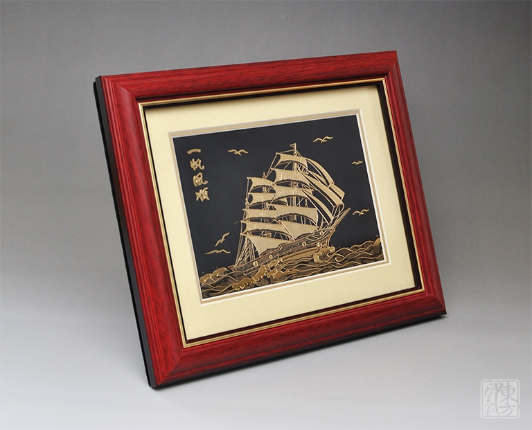 纯手工铜板金雕画：一帆风顺
