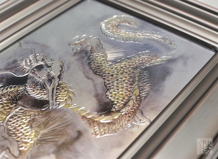 纯手工铝板彩雕工艺画：南宋陈容《云龙图》