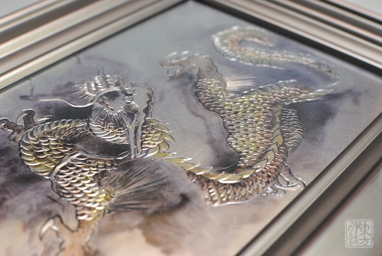 纯手工铝板彩雕工艺画：南宋陈容《云龙图》