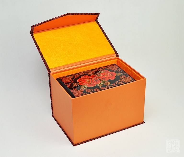 平遥推光漆器手工堆漆彩绘双层首饰盒：国色芳华
