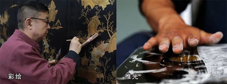 平遥推光漆器手工堆漆彩绘双层首饰盒：国色芳华
