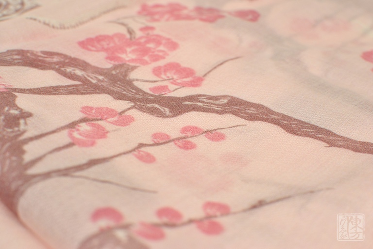 高精纺100%纯羊绒围巾:梅香如故(桃夭色)