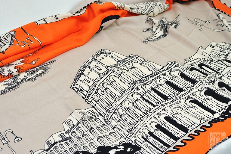 绵羊毛桑蚕丝混纺秋冬款大方巾围巾披肩: 罗马风情