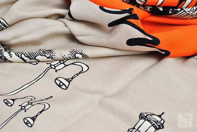 绵羊毛桑蚕丝混纺秋冬款大方巾围巾披肩: 罗马风情