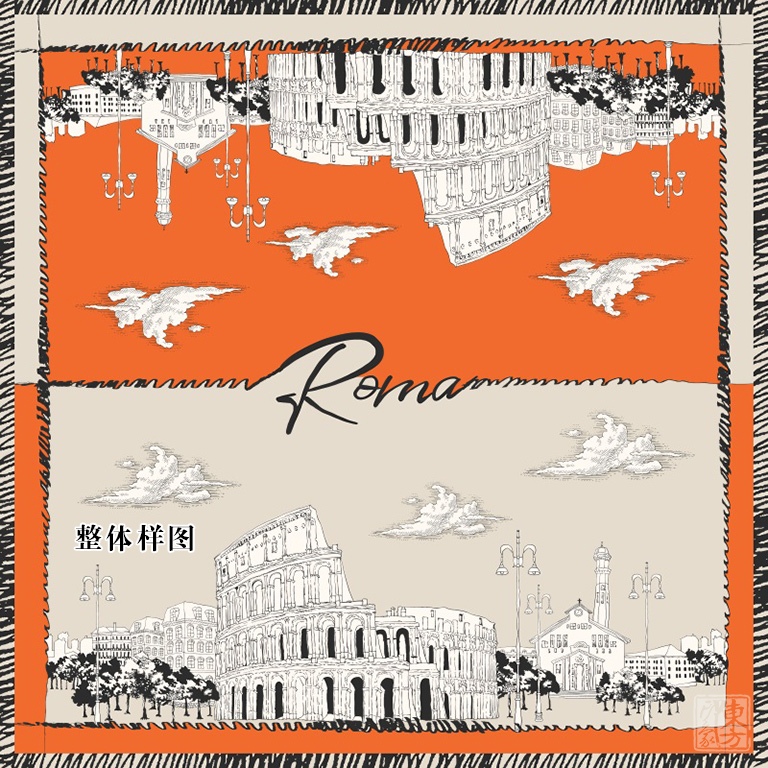 绵羊毛桑蚕丝混纺秋冬款大方巾围巾披肩: 罗马风情