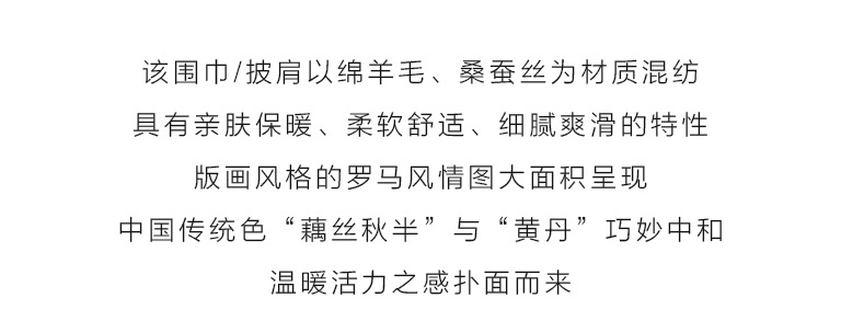 绵羊毛桑蚕丝混纺秋冬款大方巾围巾披肩: 罗马风情
