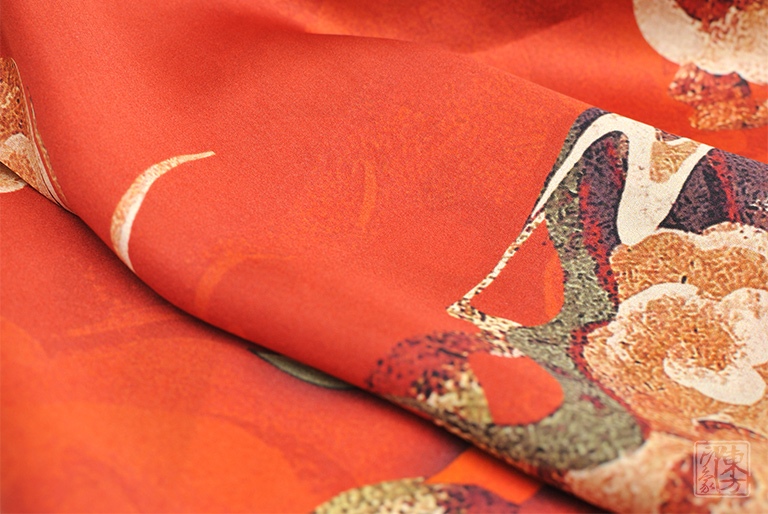 100%桑蚕丝/真丝素绉缎丝巾:敦煌飞天仕女图(中方巾)