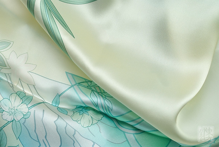 100%桑蚕丝/真丝素绉缎丝巾：竹摇清影