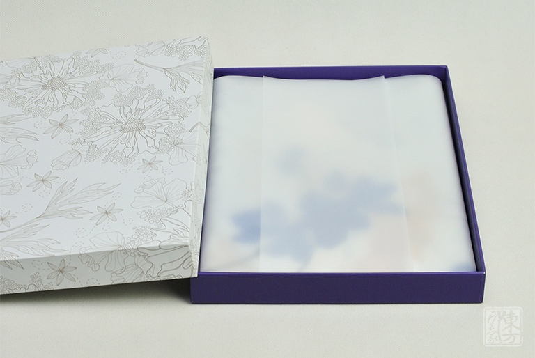 100%桑蚕丝/真丝素绉缎丝巾：墨染青花