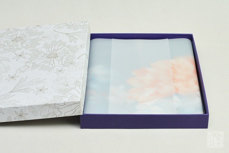 100%桑蚕丝/真丝素绉缎丝巾长巾:芍药殿春