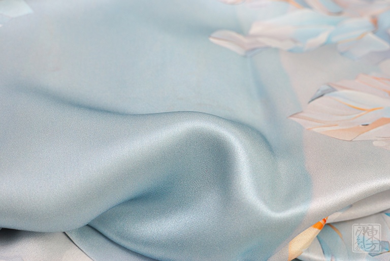 100%桑蚕丝/真丝素绉缎丝巾长巾:芍药殿春