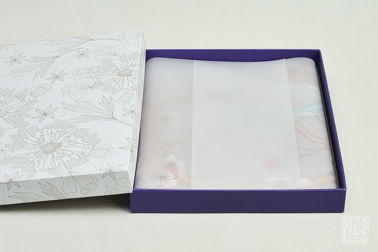 100%桑蚕丝/真丝素绉缎丝巾长巾:暗香疏影