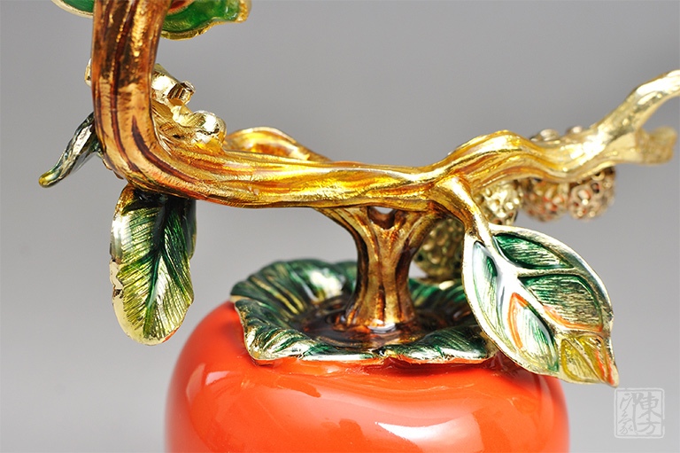 手工珐琅彩工艺摆件:好柿发生