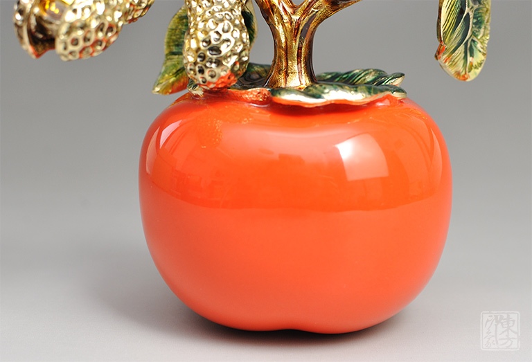 手工珐琅彩工艺摆件:好柿发生