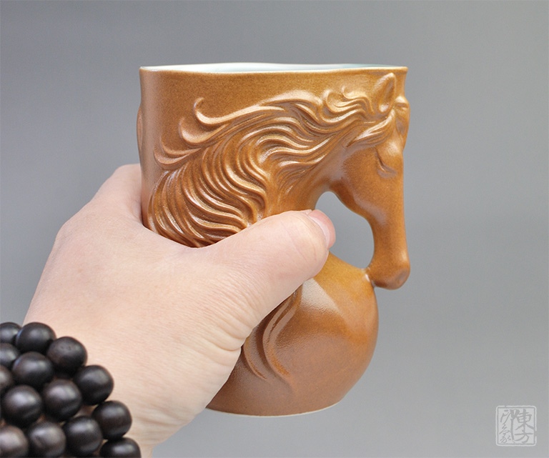 龙泉青瓷草木灰釉茶杯/咖啡杯：掌握密“马”