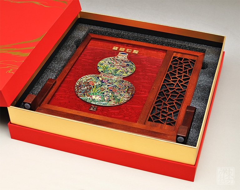 掐丝晶雕手绘中式台屏：聚财纳福