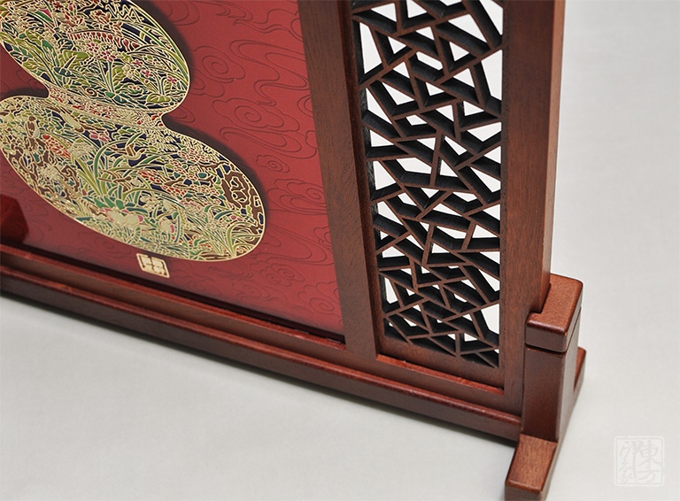 掐丝晶雕手绘中式台屏：聚财纳福