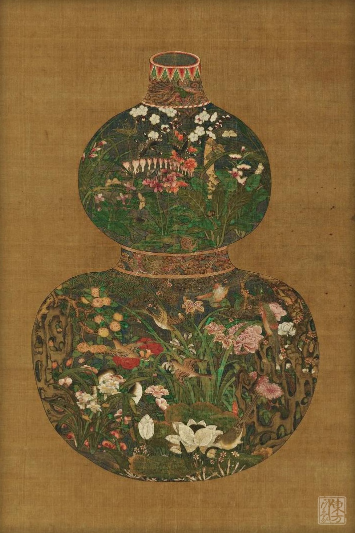 掐丝晶雕手绘中式台屏：聚财纳福