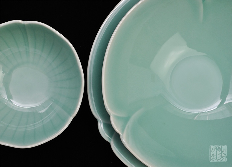 龙泉青瓷（弟窑·天青釉）一人食餐具：繁花