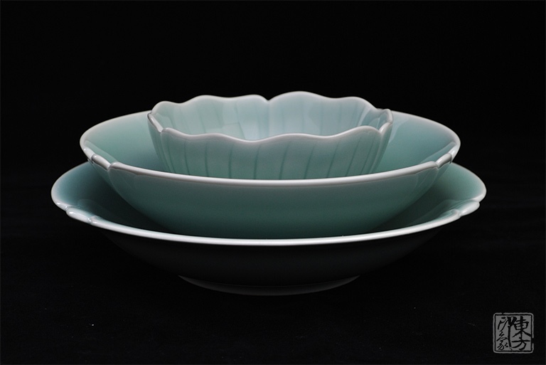 龙泉青瓷（弟窑·天青釉）一人食餐具：繁花