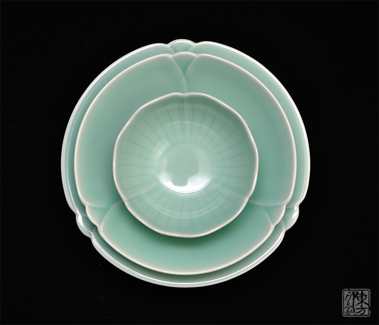 龙泉青瓷（弟窑·天青釉）一人食餐具：繁花