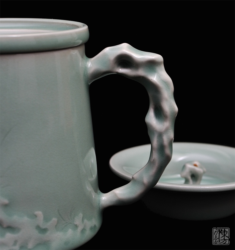 龙泉青瓷仿古釉茶漏杯：四时如许