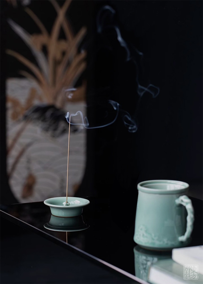 龙泉青瓷仿古釉茶漏杯：四时如许