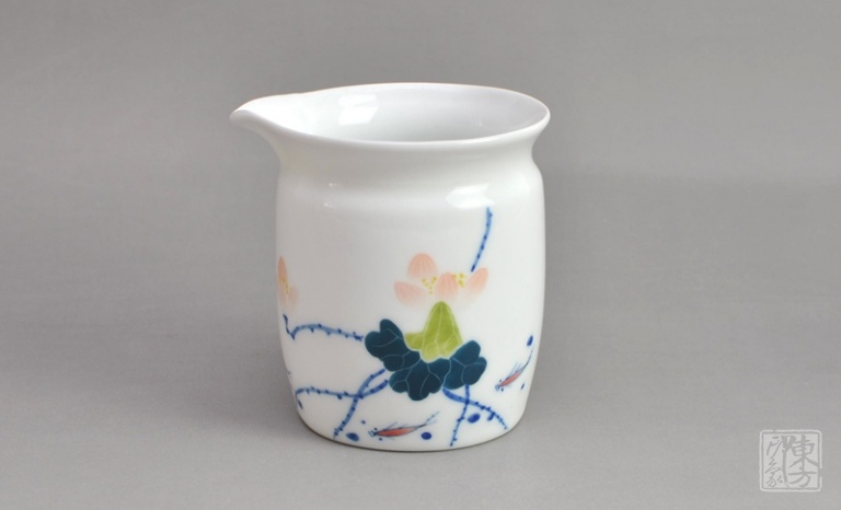 醴陵釉下五彩手绘茶具八件套－莲年有鱼
