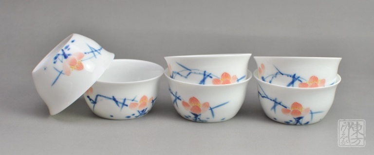 醴陵釉下五彩手绘茶具八件套－莲年有鱼