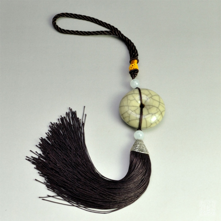 龙泉青瓷（哥窑•米黄釉）车挂/包挂－平安扣